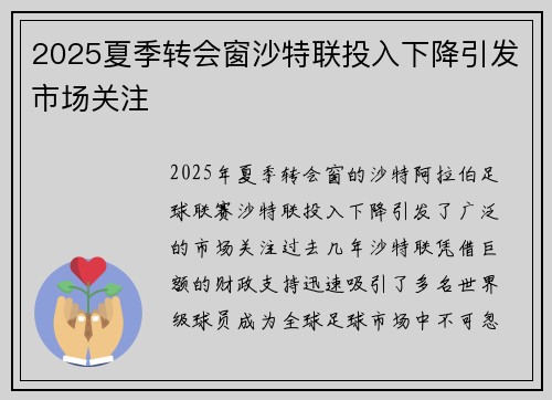 2025夏季转会窗沙特联投入下降引发市场关注 2025夏季转会窗沙特联投入下降引发市场关注